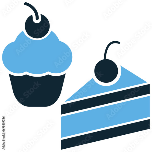 Desert icon vector. Ideal for menus, bakeries, and food blogs. A sweet and delightful symbol for cakes, pastries, ice cream, and other confections.