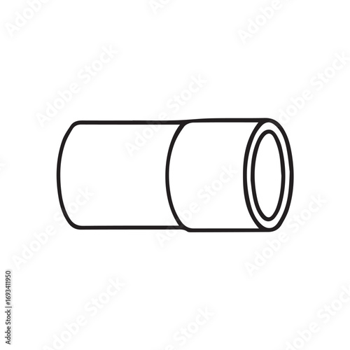 A simple pipe joint design vector, presented in black and white with solid black outline, offering clean minimal appearance for construction or engineering illustrations.