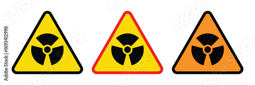 Radiation Hazard Icon Set – Radioactive, Nuclear, Toxic and Biohazard Warning Symbols in Vector Illustration.