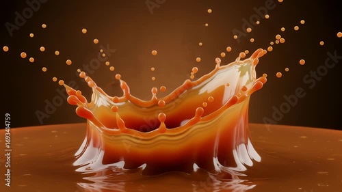 Mesmerizing caramel liquid crown: Slow motion chocolate splash of delectable decadence