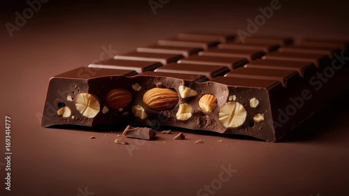 Exquisite dark chocolate bar infused with crunchy almonds and hazelnuts Delight
