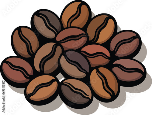 A pile of roasted coffee beans silhouette design