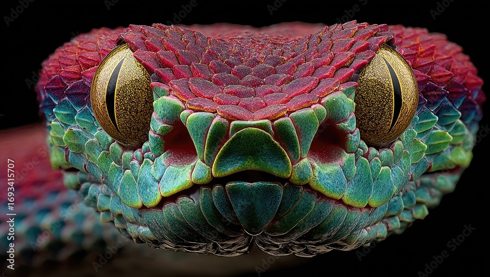 Fototapeta premium Vibrant snake head close-up