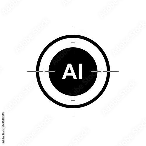 Vector art of ai artificial intelligence target symbol with crosshairs, concept of focus on ai technology