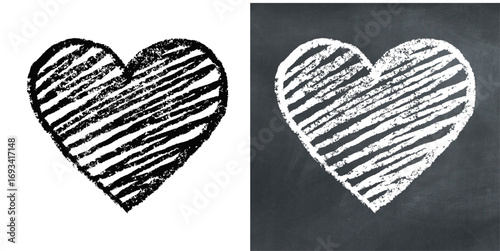 Chalk hand-drawn love heart vector. Ideal for Valentine's Day, romance, and emotion-related designs. Captures a nostalgic, sketchy feel with a textured, artistic touch.