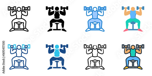 Dumbbell Exercises icon set multiple style collection 
