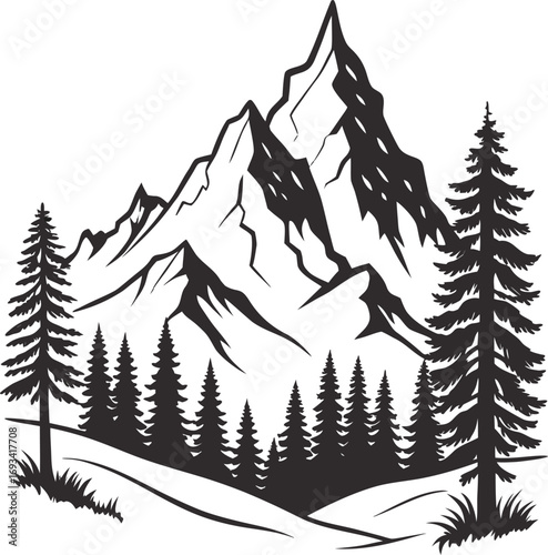 winter forest vector illustration