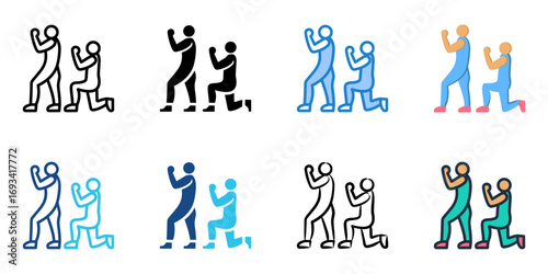 Lunges icon set multiple style collection 
