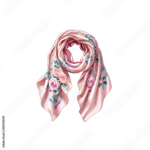 a pink floral scarf