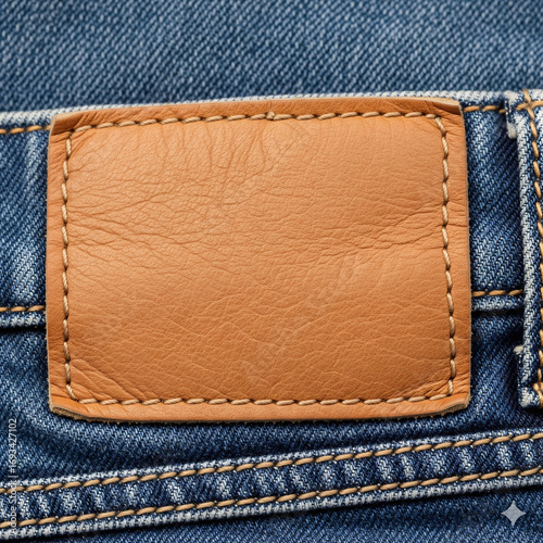Wallpaper Mural Blank Leather Tag on a Pair of Blue Jeans Close-Up for Design Mockup 1 Torontodigital.ca