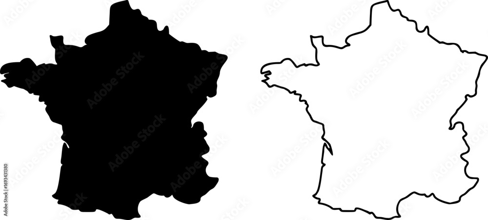 Obraz premium France country border map outline and silhouette vector graphic isolated image decal 