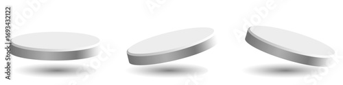 Set floating cylinder podium platform pedestal vector. Ideal for product displays, awards, and showcase presentations. A modern, minimalist design with a clean, geometric aesthetic