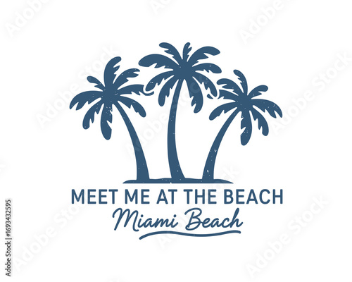 Miami Beach tropical design with palm trees and text, perfect for summer vibes and island vacations