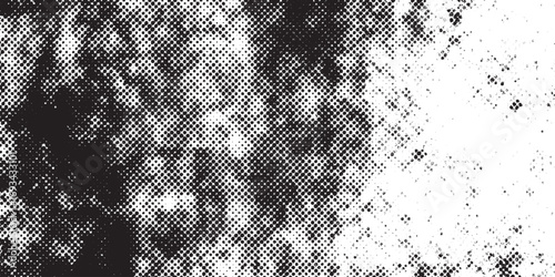 Abstract Black and White Halftone Pattern with Fading Grunge Dot Texture, Comic Book Style Dotted Background