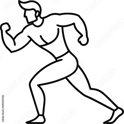 Illustration of a muscular man running isolated on white background