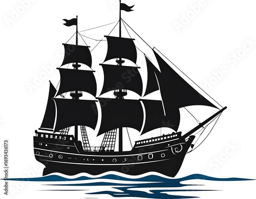 Silhouette of a sailing ship