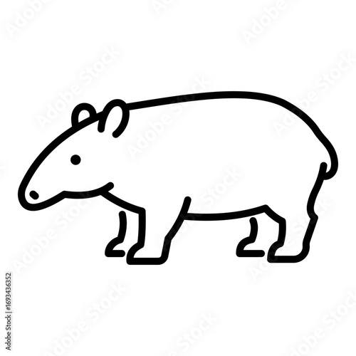 Tapir icon, a unique rainforest mammal symbolizing biodiversity, rarity, and wildlife.