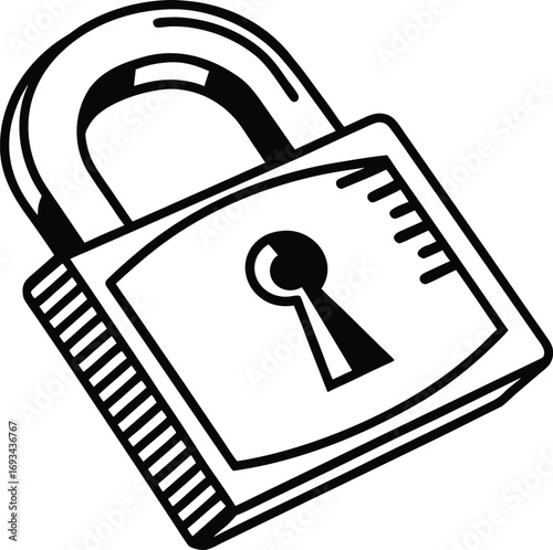 Simple flat design of a lock silhouette for security and access icons