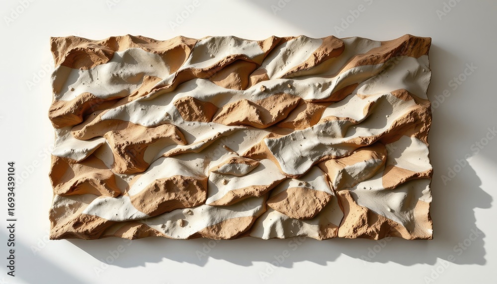 Obraz premium a high resolution eco acoustic panel produced from buoy remnants, highlighted by lightweight modular form, treated with natural resins, displayed on clean white with minimal shadow.