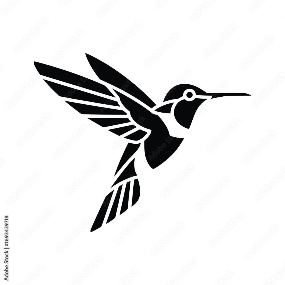 Obraz premium Black silhouette of a hummingbird in flight