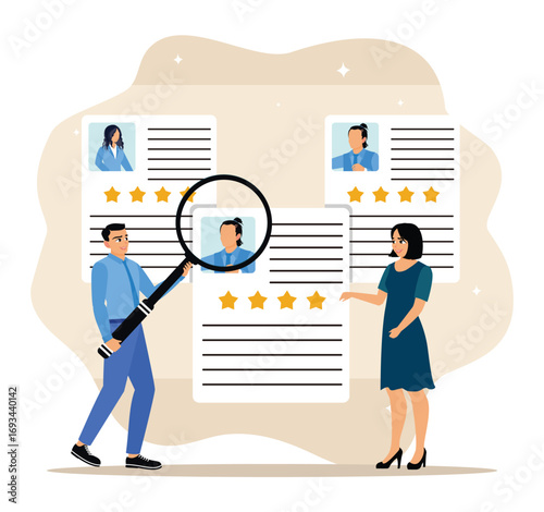 Employers evaluate employee performance and give star reviews.