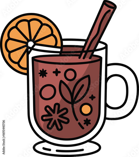 Cozy mulled drink with orange slice silhouette