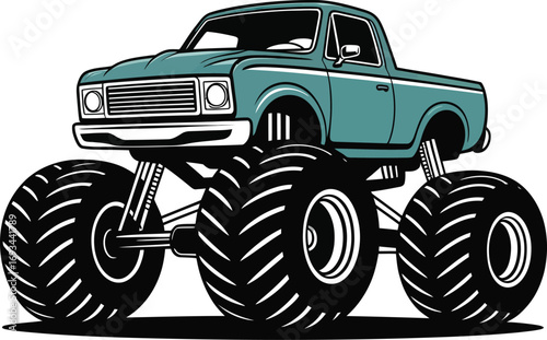 Large pickup monster truck illustration silhouette