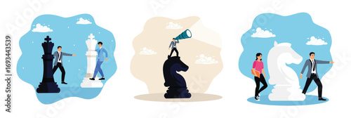 Competition and business strategy,businessman see business challenges, discuss to solve problems.