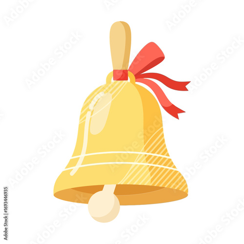 vector illustration of a golden bell with a red ribbon symbolizing liberty and celebration for Veterans Day.