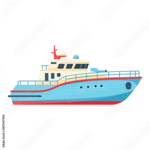 vector illustration of a naval patrol boat with a red stripe and American flag for Veterans Day and armed forces recognition.