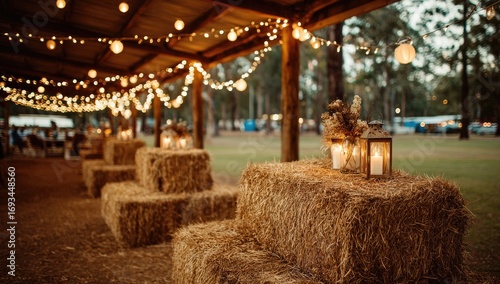 Hay Bale Seating Under Lights