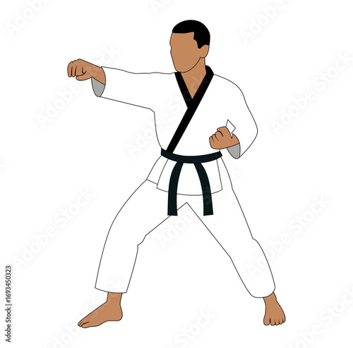 cartoon Man Karate Practitioner Punch Pose Simple Logo Design Icon Digital Icon Digital