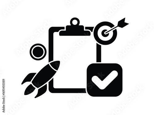 Launch your dreams with a clear plan, hit every target, and achieve success with a checked checklist in this dynamic business concept