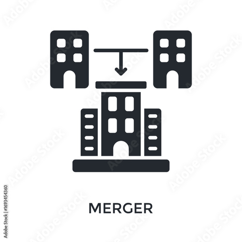 Merger Icon Glyph Style. Vector Illustration For Graphic Design