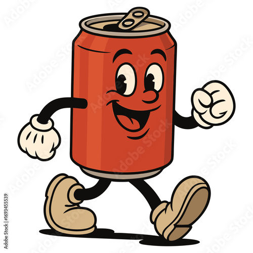 soda can bottle cartoon mascot character vector illustration