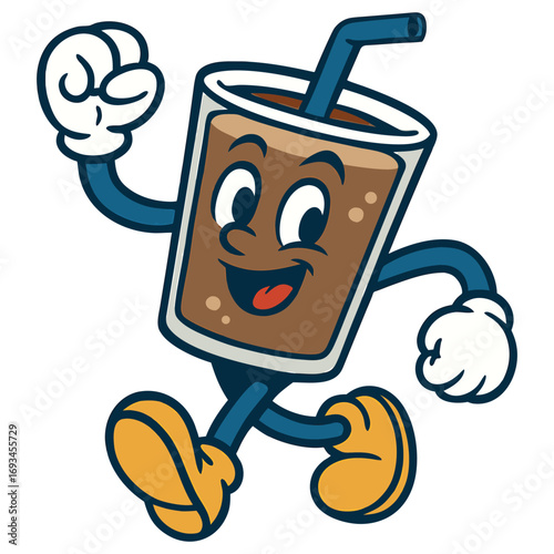 coffee glass drink cartoon mascot character vector illustration