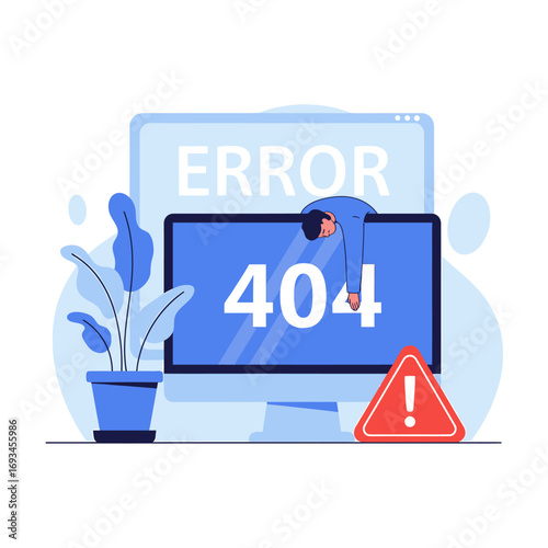 Frustrated person slumped over computer displaying 404 error message.