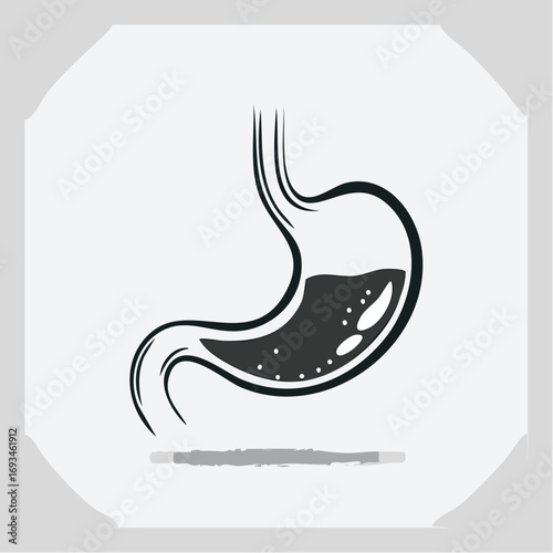 Human stomach showing fluid levels in a minimalist style, representing digestion and health awareness with a clean and modern aesthetic.