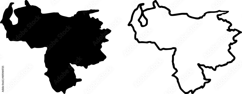 Obraz premium Venezuela country border map outline and silhouette vector graphic isolated image decal 