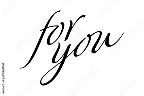 for you - 手書きの筆記体で書いた、for you（あなたへ）のレタリング（カリグラフィー）によるロゴマーク

