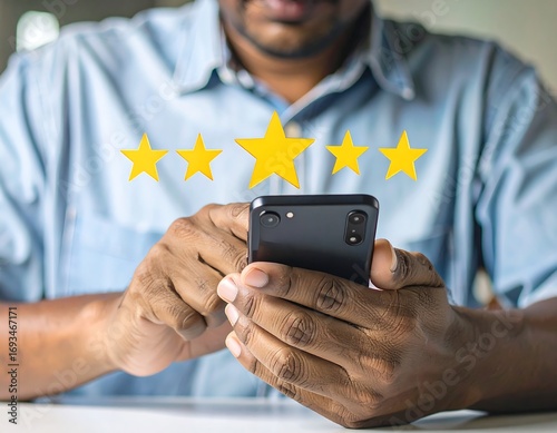 Person giving a positive rating on a smartphone