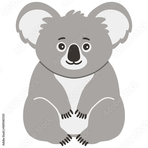 Photography cartoon illustration of a sitting koala