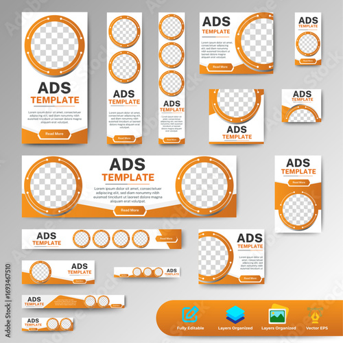 Corporate web banners ad set template design. Business advertising banners template. vector
