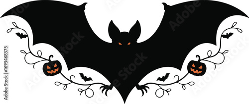 Foto Hanging Bat Halloween Silhouette Vector