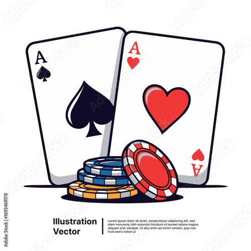 Aces high Poker cards and casino chips symbolizing the strategy and excitement of card games