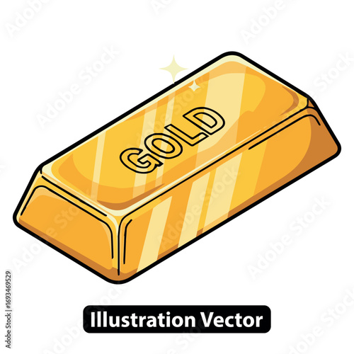 Precious metal gold bar icon. Vector graphic representing wealth, treasure, and financial assets
