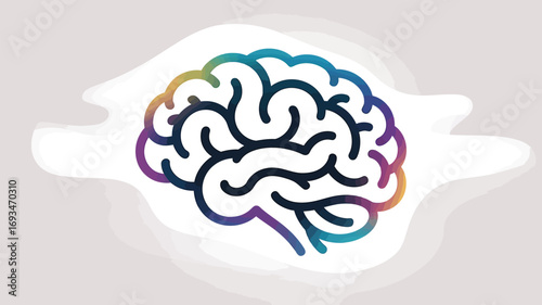 
A colorful brain illustration, representing intelligence, creativity, and innovation perfect for educational, scientific, or technological themes the design is modern and eye catching