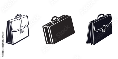 Briefcase. Icon with sunbursts on white background, Briefcase. Icon for design. Easily editable, Briefcase  icons