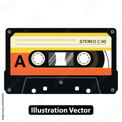 Retro Audio Cassette Tape Vector Art Nostalgic Music Media Illustration