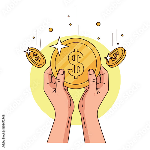 Hands Holding Coins Financial Success, Investment Growth, and Wealth Accumulation Concept